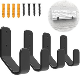 Appacare 4 PCS Metal Keyboard Wall Hanger with Adhesive & Screw in, for Gaming Mechanical Keyboards, Devices Thickness < 3cm