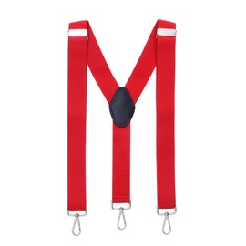 MASADA men's Braces, suspender with strong carabiner closure - smoothly adjustable 3.5 cm wide fits for up to 195 cm body height - Red