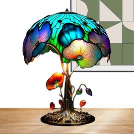 Mushroom Lamp - Colorful Decorative Paint Mushroom Lamp for Kids | Vintage Room Decor Home Statue, Bohemian Resin Plant Series Bedroom Night Light for Soft Glow