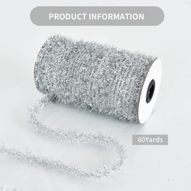 180 Feet Silver Thin Tinsel Garland Ribbon Glitter Thin Metallic Tinsel Garland Tinsel Wire Christmas Ribbon for Christmas Tree Wrapping Birthday Family Party Wedding Decorations