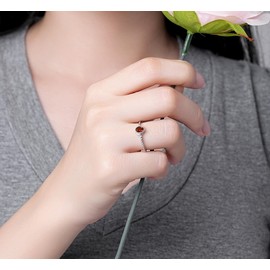 S925 Sterling Silver Stacking Rings with January Birthstone for Girls - Women Stackable Ring Knuckle Ring Wedding Ring Size 8 for Wife Daughter Grandma - Christmas Anniversary Birthday Gifts Jewelry