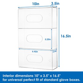 Patioer Glove Box Holder Wall Mount, Triple Acrylic Gloves Dispenser for Lab Food Service Home Office, Clear