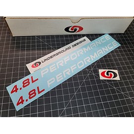 4.8L Performance Decals (2-Pack) Vortec V8 Engine Hood Stickers Truck Accessories fits Silverado Sierra Savana Express 1500 (Gloss White & Red)