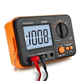 Probador digital de resistencia de aislamiento, medidor de megohmios YF-VC60B+, probador de voltaje 250/500/1000V, medidor de megohmios con visualización LCD de retroiluminación, retención de datos