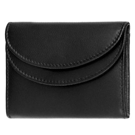 Fa.Volmer ® #Mini-Comfort RFID Mini Wallet Genuine Leather Small Wallet in Black with High-Tech Silver Fabric, black, Modern