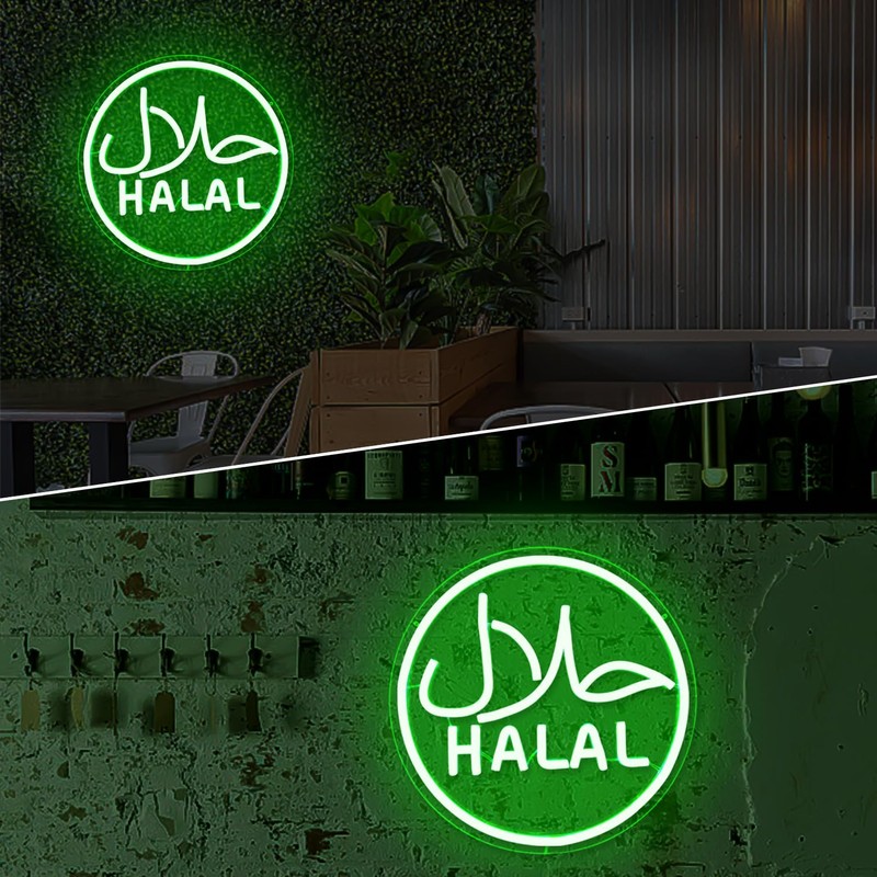 Halal Neon Signs for Wall Decor Dimmable Led Green Restaurant