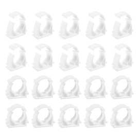 sourcing map 20Pcs PPR Water Pipe Clamps, Plastic U Shaped Pipe Clamps Clips with Fixing Clip Fit for 25mm/0.98" OD Water Pipes and Tubing Hoses Support, White