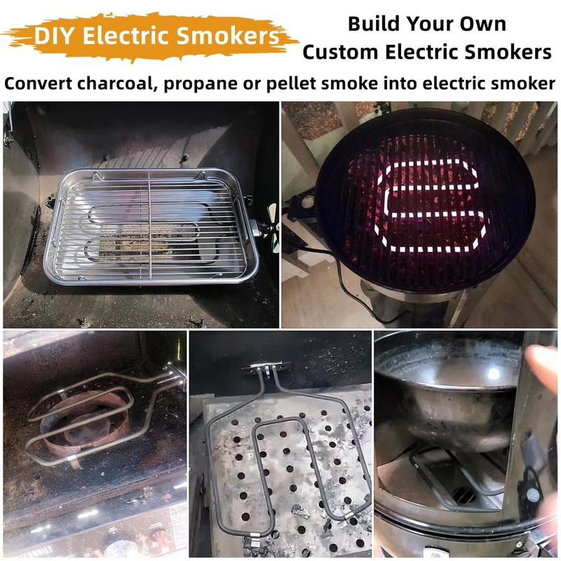 Upgrade 1650W Electric Smoker Heating Element Replacement Kit with Adjustable