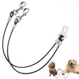 Dog Seat Belt, Double Dog Seatbelt Vehicle Safety Chew Proof Dogs Vehicle Safety Tether Cable,Double Clip No-Chew Pet Car Leash Lead,Car Safety Restraint (16 inch/40 CM)