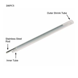 200Pcs 60mm Fiber Optical Heat Shrinkable Tubes Dia 2.6mm Fiber Optic Fusion Heat Shrink Tubing Splice Protection Sleeves Fusion Splice Transparent PE Sleeves with Single Stainless Rod for Bare Fiber