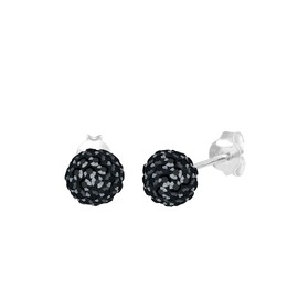 Elli Women's Stud Earrings Ball Elegant with Crystals in 925 Sterling Silver, Facet cut, Crystal