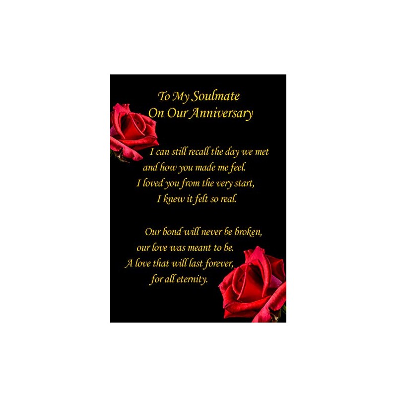 to My Soulmate' Anniversary Verse Poem Greeting Card
