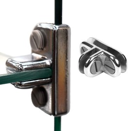STORE FIXTURES DIRECT 3-Way Glass Shelf Connectors, Chrome, 12 Pack, Metal, T-Shaped, Adjustable Height, 11 Inches Deep