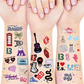 92 PCS Temporary Tattoos for Fan Birthday Party Decoration,8 Sheet Hand and Face Tattoo Stickers,Party Favor Gift for Kid,Boy,Girl,and Adult