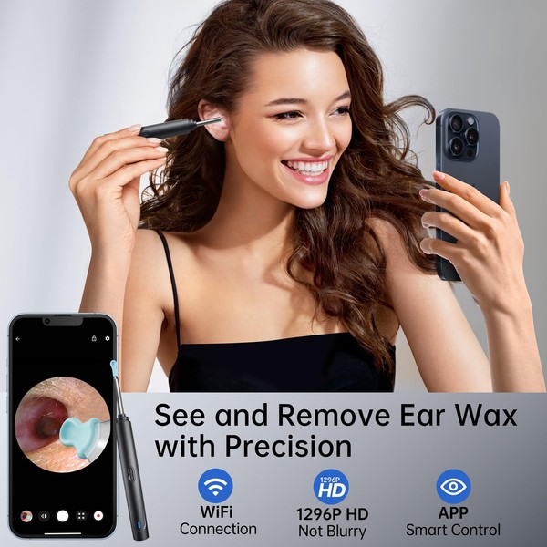 qnoon Ear Wax Removal Tool Camera, 1296P HD Camera and