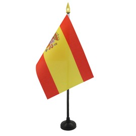 AZ FLAG Spain Table Flag 4'' x 6'' - Spanish Desk Flag 15 x 10 cm - golden spear top