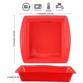 KCKHFA Silicone Square Brownie Pan 2 Pack, 8x8 Baking Pan for Brownies, Cakes, Bread, Pie & Lasagna – BPA Free, Heat Resistant, Flexible Silicone baking mold, Oven, Microwave, Dishwasher Safe