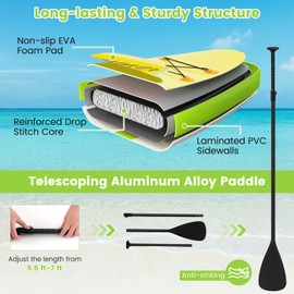 GYMAX Paddle Board, 9.8’/10’/11’ x 6” Inflatable Stand Up Paddle Board w/SUP Accessories, Removable Fin, Paddle & Carry Bag, Blow Up Paddle Boards Standing Boat for Adults Youth (Coconut Tree, 10FT)