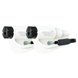 resqme The Original Emergency Keychain Car Escape Tool, 2-in-1 Seatbelt Cutter and Window Breaker, Made in USA, Pack of 2, White - Compact Emergency Hammer