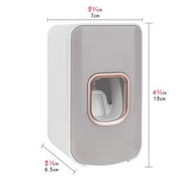 Zahnbürstenhalter mit 2 Schlitzen und Zahnpastaspender zur Wandmontage, automatische Zahnpasta-Presse, 2-in-1-Zahnbürsten-Zahnpasta-Organizer für Dusche (Hellgrau)