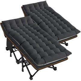 DoCred Oversized XXL Folding Camping Cot with Mattress, 2 Pack Heavy Duty Sleeping Cot Bed Portable Adults Outdoor Bed with Carry Bag, Travel Camp Cots
