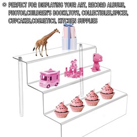 Acrylic Riser Stand Shelf, Display Riser, 3 Tier Acrylic Display Stand, Acrylic Display Shelf, Steps Display for Decoration and Organizer… (Riser 2)