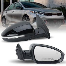 Right Passenger Side Mirror Fits 2019 2020 2021 2022 2023 KIA Forte Mirrors with Power Glass Heated Turn Signal Blind Spot Detection Manual Folding Black (8Pins)