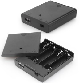 VWEICYY 2 PCS 4 AA Battery Holder with USB Port, 2PCS 4 x 1.5V AA Battery Holder Case