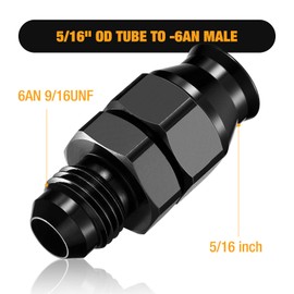 SYKRSS 6AN Male to 5/16" Hardline Tube Fuel Line Fitting, 5/16 inch OD tube to 6AN male Straight Hard Tube Adapter Aluminum 2PCS