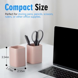 Viosuniu Pen Holder, 2 Pack Pencil Holder for Desk,Ceramic Pencil Cup Desk Organizer, Makeup Brush Holder Cute, Stationery Holder Desk Accessories for Office, School, Home (Matte pink)