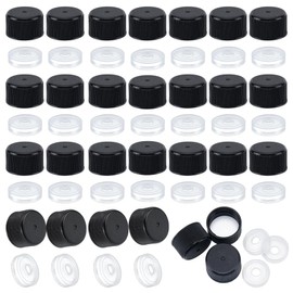 OLYCRAFT Pack of 50 22/400 Black Plastic Screw Caps with Reducers Plastic Cap with Drip Opening Reducer Bottle Empty Cap for 5 oz Bottles