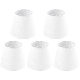 GO&SO Linen Small Lamp Shades for Chandelier, Clip on Lamp Shade Set of 5 White Lamp Shade, 4x6x5 IN Mini Lamp Shades, Modern Barrel Lamps Shades for Small Table Lamps, Desk Lamps, Pendant Lights