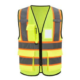 A-SAFETY Hi Vis Vest Yellow Mesh - Reflective Safety Vest with Adjustable Straps, Sizes L - High Visibility Construction Vest