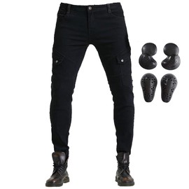 Men Women Motorcycle Riding Jeans Protective Pants Knight Hockey Biker Armor Pants (M=30, Black)