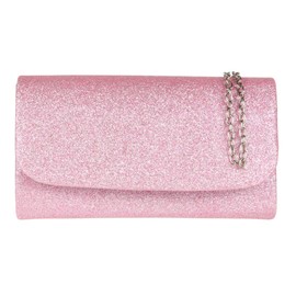 Girly Handbags Sparkly Plain Clutch Bag, pink