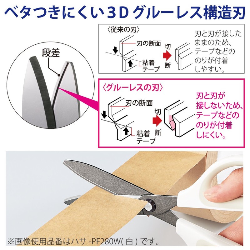 Kokuyo Scissors Saxa Fluorine & Glueless Blade, White HASA-PF280W
