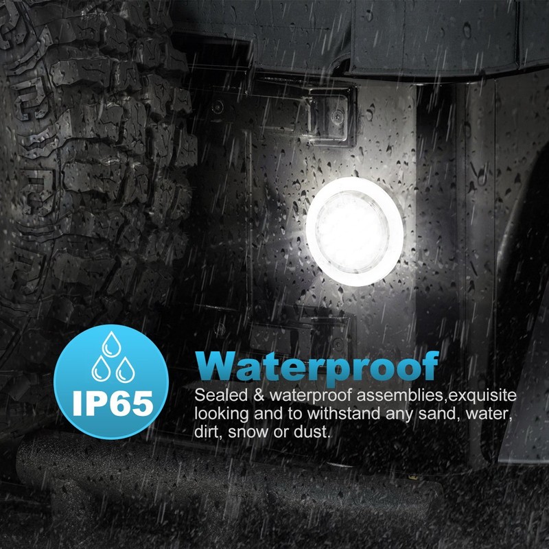 Partsam 2pcs 4" Round White 24 LED Truck Trailer Light