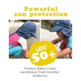 FURTALK Baby Sun Hat with Neck Flap UPF 50+ Adjustable Baby Boys Girls Summer Beach Hat for Traveling Swim Hat Navy