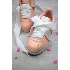 COOL LACE Satin Ribbon Shoelaces Flat Shoe Laces for Sneakers - Pack of 1 pair with 3 different lengths, 32mm Satin Ribbon Shoelaces Flat Shoelaces, white