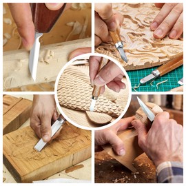 ZGROCK Wood Carving Kit Deluxe Whittling Knife Set 15PCS Wooden Carving Tools with Large PU Leather Case for Beginner Carpenter Experts