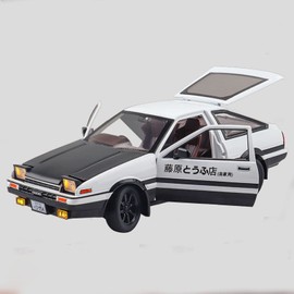 Mzexoma 1/24 Diecast Cars Initial D Toyota Trueno AE86 Car Model, Sports Car Toys for Kids and Adults,Pull Back Vehicles (Black-Type C)