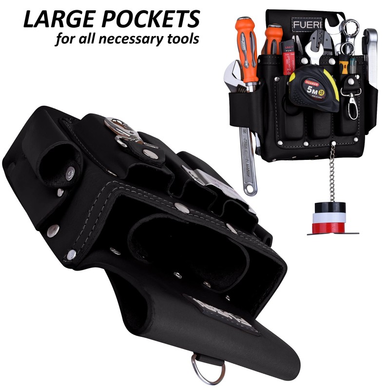 FUERI Professional Black 4 Pocket Electrician Tool Pouch, | High