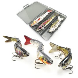 Pack of 3 Artificial Bait Multi Joint Wobbler Swimbait Jerkbait Bass Bait Fishing Tackle for Fishing Predatory Fish with 2 Treble Hooks Rubber Fish for Pike Bass Zander Fishing Bait
