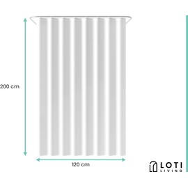 Loti Living Anti-Mould Shower Curtain, 120 x 200 cm, White, Includes Rings, Shower Curtains, Anti-Mould, Shower Curtain, Bath, Shower Curtain, White