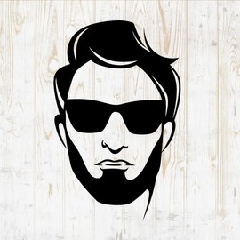 Beard Decals Peel and Stick - Wall Vinyl Decals Stickers - Bearded Man Mustache Barber Barbershop Haircut Hair Stylist Silhouette - Car Window Truck Laptop Tumbler - Salon Shop Room Decor DWSV14024