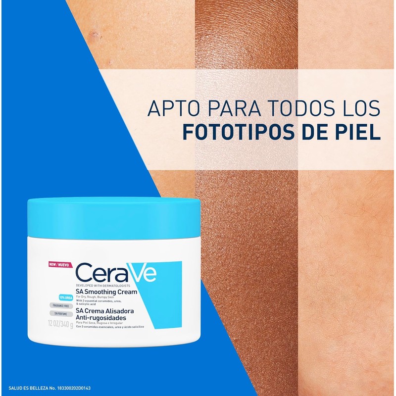 CeraVe Crema Alisadora Anti-Rugosidades con Fórmula Exfoliante para Piel Seca,