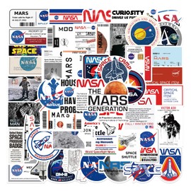 NASA Stickers for Laptop (50 PCS),Gift for Children Teens Adults Girl Boys,Waterproof Stickers for Water Bottle,Cool Space Astronaut Vinyl Stickers for Scrapbook Skateboard Bike Phone Dairy