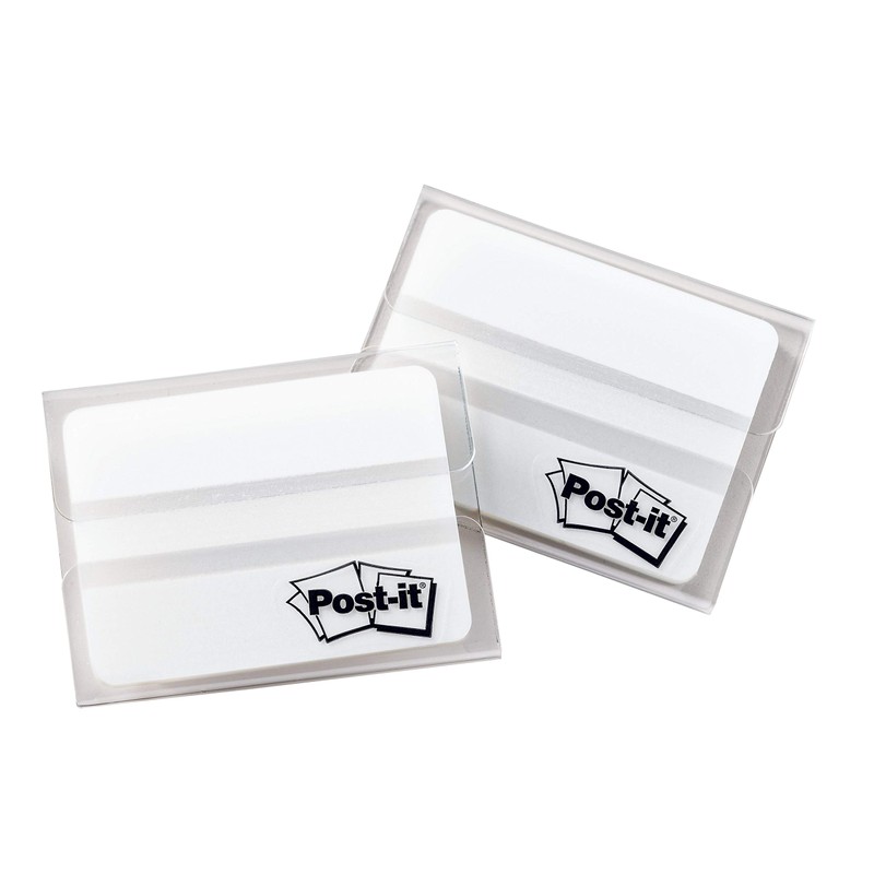 Post-it Tabs, 2 in, Solid, White, 25 Tabs/On-The-Go Dispenser, 2