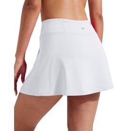 Pioneer Camp - Falda de tenis para mujer, de 35,5 cm, con pantalones cortos, 3 bolsillos para pickleball, entrenamiento, correr, Blanco, X-Small