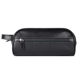 Neceser organizador de piel para artículos de higiene personal | Bolsa tipo sobaquera para caballero, complemento de accesorios de viaje | Bolsa de mano marca Llompart, modelo Ll-286 color negro.